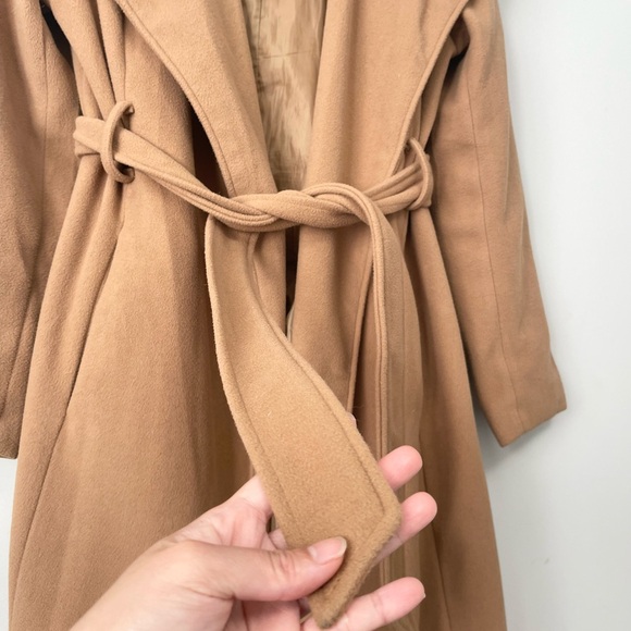 Brave Soul Long Hooded Wrap Coat Camel Size Small - Picture 8 of 11